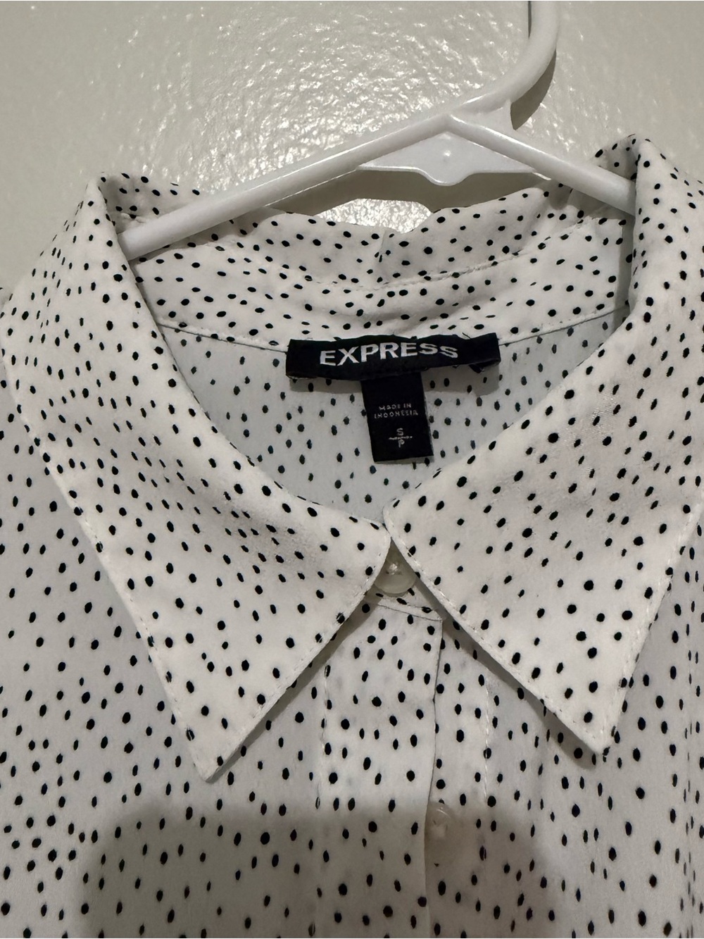Express Men’s White Shirt with Black Dot Print